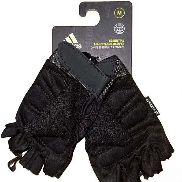NWT Adidas Aeroready Adjustable Essential Gloves Black & Pink Training Gloves - Picture 3 of 12